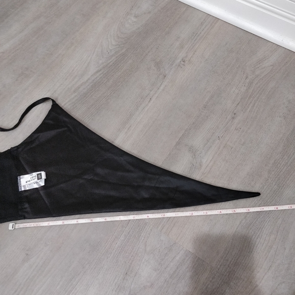 NWOT black silky tie front crop bralette - Picture 10 of 16